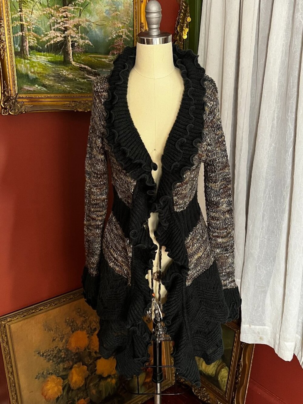 Layered flared cardigan